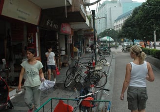 Nick and Tracey Billington the streets of the city of Guilin, China