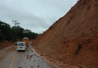 mud slide on the way to the Huangluo Yao Village, China