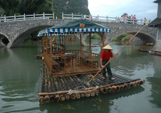 Tea Raft at the Yulonghe scenic area, near Yangshuo, China