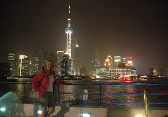 Tracey Billington at Shanghai waterfront, Shanghai, China