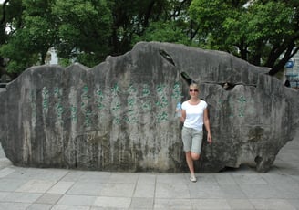 Tracey Billington by the river in Guilin, China