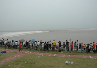 Nick and Tracey Billington in Hangzhou at the total solar eclipse and tidal bore, China