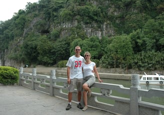 Nick and Tracey Billington at the River near Guilin in China