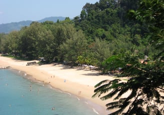 white sand beach on a bright sunny day