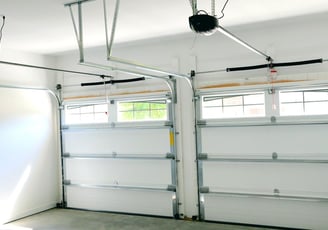 a garage door with a garage door open