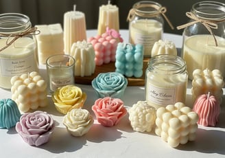 a table with candles and candles on it