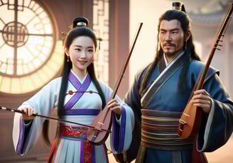 a man and woman in traditional chinese dress