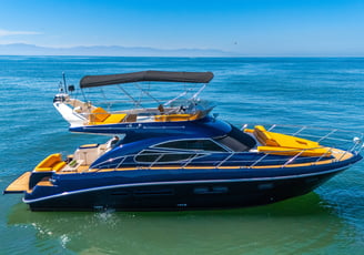 a luxyry yatch of 42 ft in the water