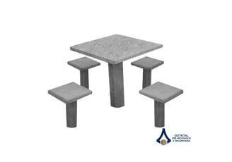 Mesa com bancos de concreto