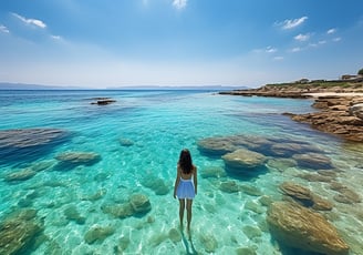 a woman standing in the water