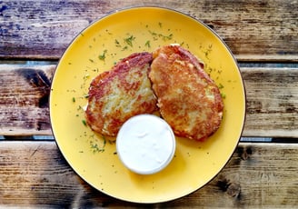 potato pancakes meat cheese Snekutis