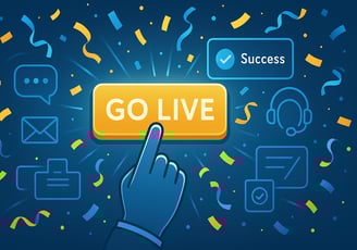a finger pressing a button on a go live button