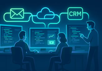 User interacting with AI dashboard for business automation.