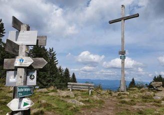 Wandern im Bayerischen Wald St Englmar Blick vom Berg