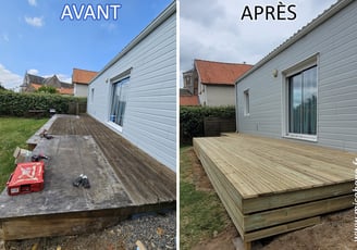 rénovation d'une terrasse en bois, vues avant - après