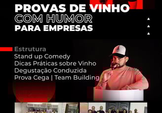 Provas de vinho com humor e stand up comedy para eventos corporate e empresas