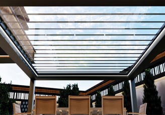 retractable louvered glass pergola