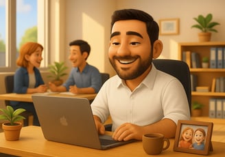 Une personne heureuse et bien dans son travail via le coaching d'Alexis FOROPON