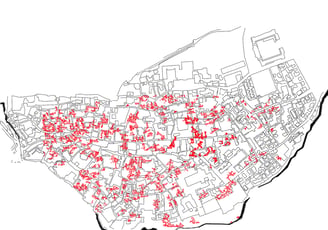 A map showing the dense underground network of tunnels and caves below the town