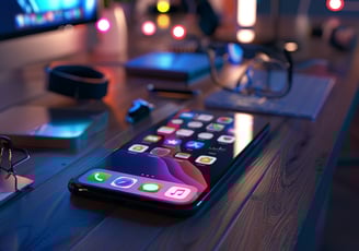 social media icons on a cellphone  