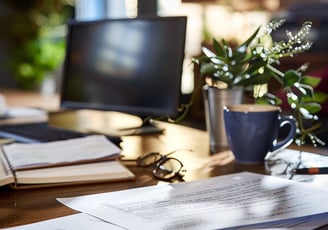 printed screenplay on a desk 