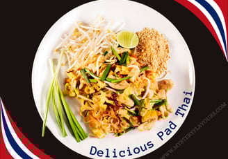 A plate of yummy-looking Pad Thai Thai Delight