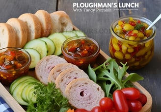 Authentic English Cuisine Ploughman’s Lunch with Tangy Piccalilli is perfect for a quick, flavour-pa