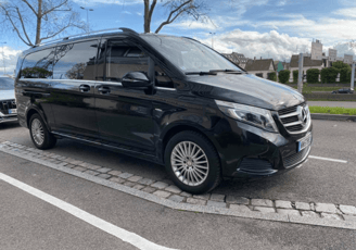 Luxury van parked in Provence vineyard – full-day private driver