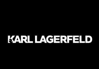 karl lagerfelderfelder logo on a black background