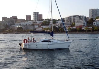 Our sailboat Monark sailing in the Foz area on the Douro River