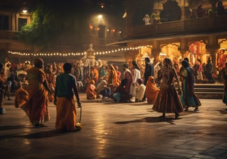 Traditional Indian performance at a square in New Delhi