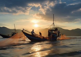 a boat with fishermen with their catch of the day in Phuket, Thailand