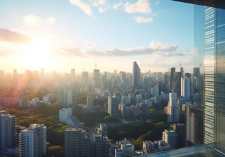 a city skyline view of Tokyo's skyscrapers and buildings