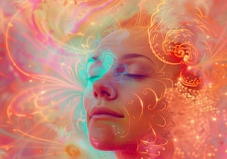 a woman with her eyes closed and her eyes closed