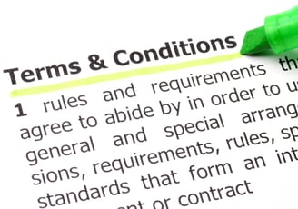 Written terms and conditions with a definition underneath.