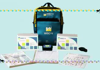 Material completo del test WISC-V infantil, utilizado para evaluar habilidades cognitivas.