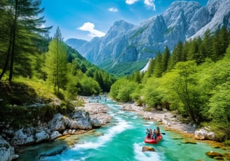 white-water-rafting-in-soca-river-surrounded-by-verdant-cliffs-in-slovenia