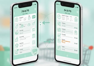 Dos móviles enfrentados. En cada uno se muestra una lista de la compra.