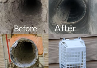 before and after of dryer duct cleaning