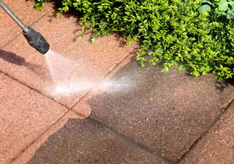 a walkway during pressure washing