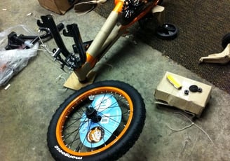 a bicycle during assembly