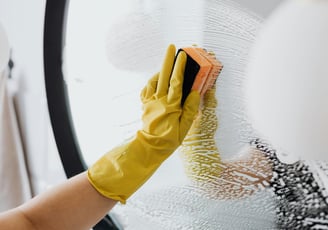 scrubbing a mirror