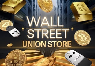 a wall street union store with a gold coin