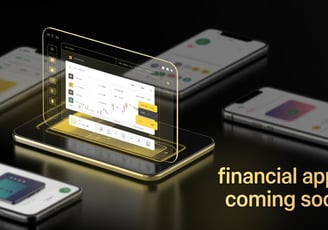 a group of three phones with the words financial apps coming soon