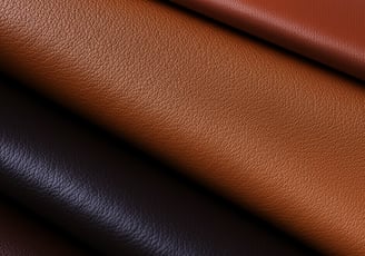 Close-up of three layers of leather fabric in shades of brown, rust, and black.
