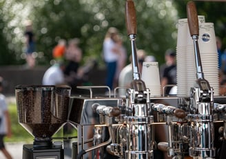 lever espresso machine on a mobile coffeebar
