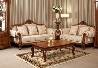 a living room with a couch and a table