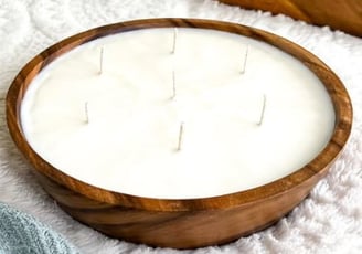 a candle wood bowl
