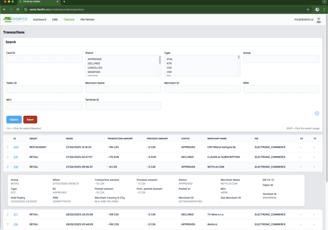 a dashboard of Trancore program