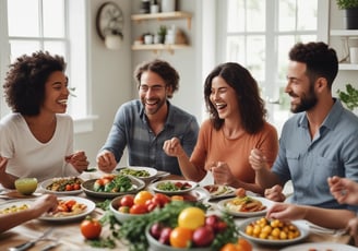 Dois casais reunidos em um jantar de amigos